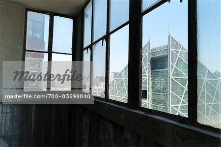 Parkview Green Building as seen through Window, Beijing, China