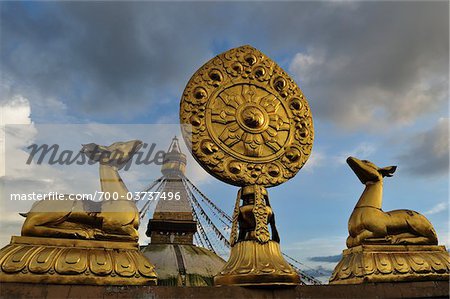 Wheel of Dharma and Stupa in Boudhanath, Bagmati Zone, Madhyamanchal, Nepal