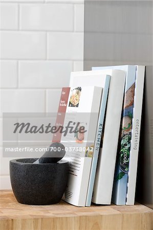 Mortar and Pestle and Cookbooks