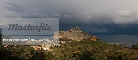 Cefalu and Tyrrhenian Sea, Palermo, Sicily, Italy