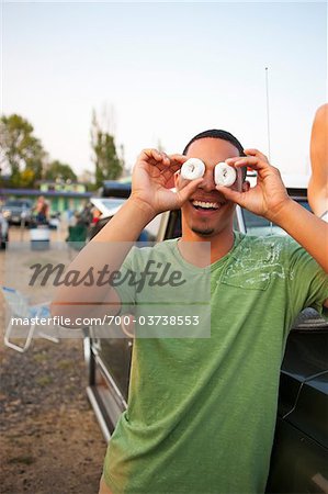 Young Man Hanging Out at Drive-In Theatre