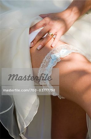 Close-Up of Bride Wearing Wedding Garter