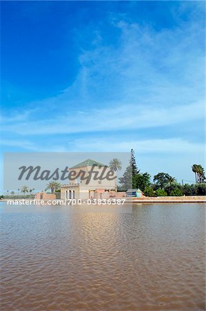 Pavilion and Artificial Lake, Menara Gardens, Marrakech, Morocco