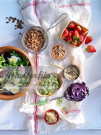 Salad in Bowl with Variety of Toppings Salad in Bowl with Variety of Toppings