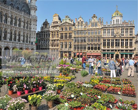 Grand place with flower market, Brussels, Belgium