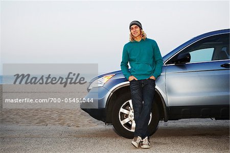 Man with Car at Beach