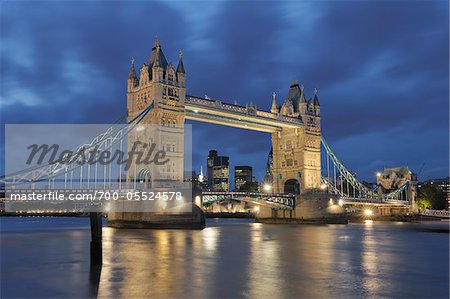 Tower Bridge at Dusk, London, England
