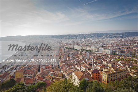 Overview of City from Colline du Chateau, Nice, Cote d'Azur, France