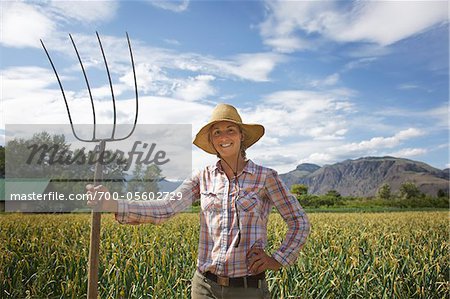 Portrait of Farmer with Pitchford on Organic Farm