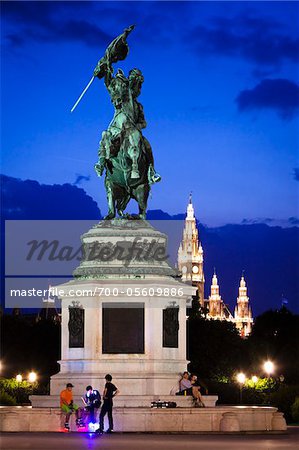 Equestrian Statue at Night, Hofburg Palace, Vienna, Austria