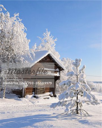 Log Cabin In Winter Kuusamo Northern Ostrobothnia Finland