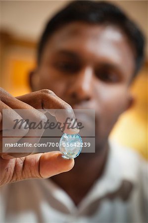 Man Holding Gemstone, Kandy, Central Province, Sri Lanka