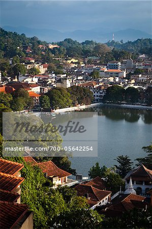 Overview of Lake and City, Kandy, Sri Lanka