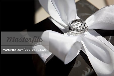 Wedding Rings on White Satin Bow Wedding Rings on White Satin Bow