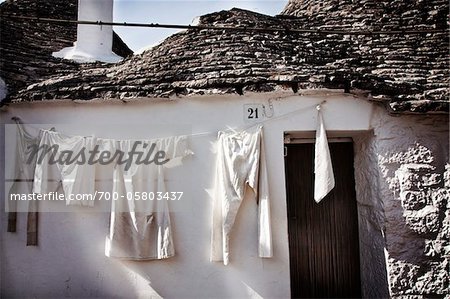Laundry Drying on Clothesline, Salento, Puglia, Italy