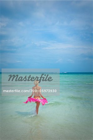Woman on Wading in Ocean, Krabi, Thailand