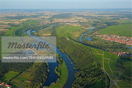 Aerial View of River Main, Bavaria, Germany