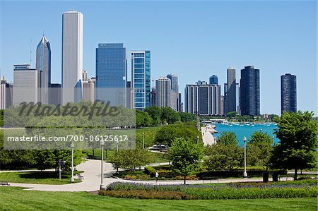Chicago Skyline from Burnham Park, Chicago, Illinois, USA