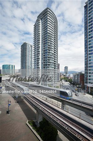 SkyTrain and Downtown Condominiums, Vancouver, British Columbia, Canada