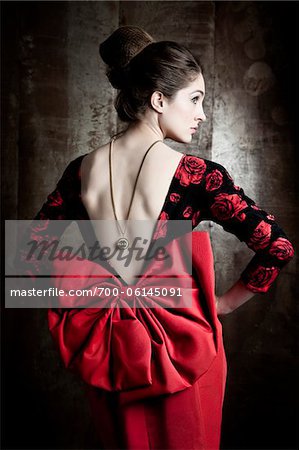 Portrait of Woman Wearing Red Dress