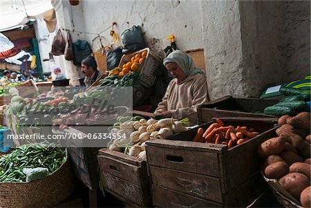 Vegetable Vendors at Street Market, Medina, Tetouan, Morocco