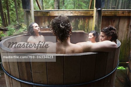 Group of People in Outdoor Hot Tub