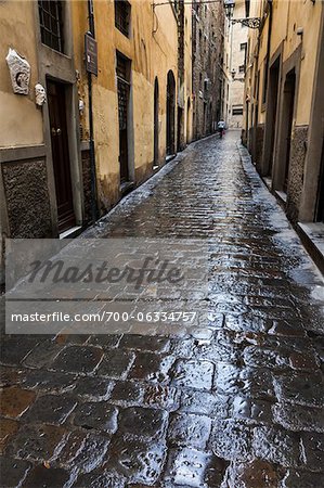 Wet Cobblestone Street, Florence, Tuscany, Italy