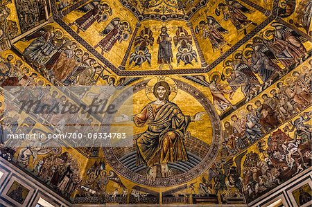 Ceiling in Florence Baptistery, Basilica di Santa Maria del Fiore, Florence, Tuscany, Italy