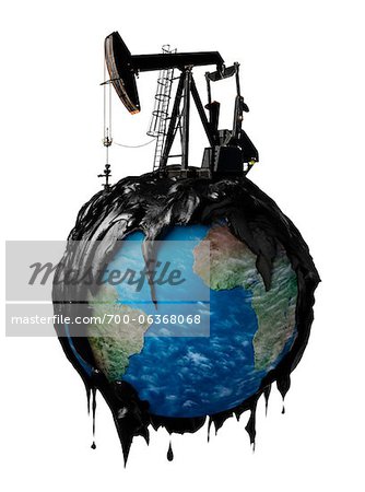 Oil Well Spilling over Globe Oil Well Spilling over Globe