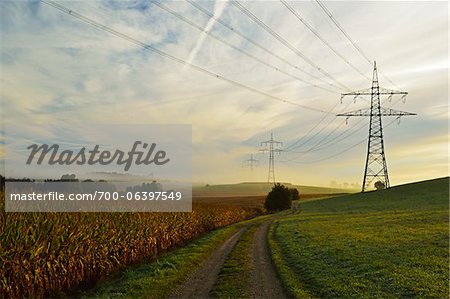 Country Road Running Between Farmland and Power Line, near Villingen-Schwenningen, Baden-Wurttemberg, Germany Country Road Running Between Farmland and Power Line, near Villingen-Schwenningen, Baden-Wurttemberg, Germany