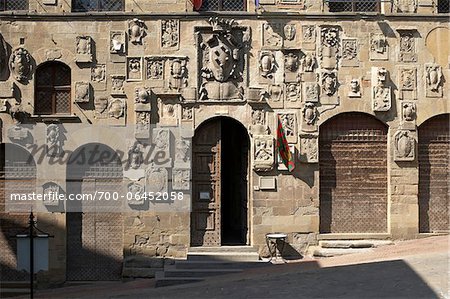 carved stone facade of Palazzo Pretorio Arezzo Province of