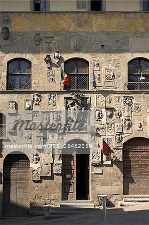 carved stone facade of Palazzo Pretorio Arezzo Province of