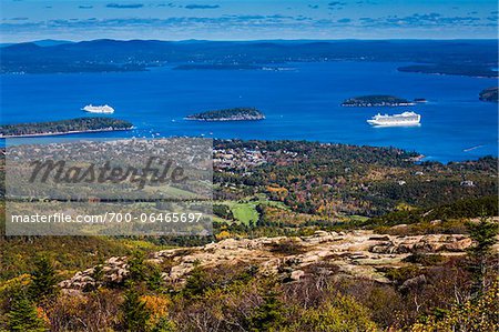 View of Acadia National Park from Cadillac Mountain, Mount Desert Island, Hancock County, Maine, USA