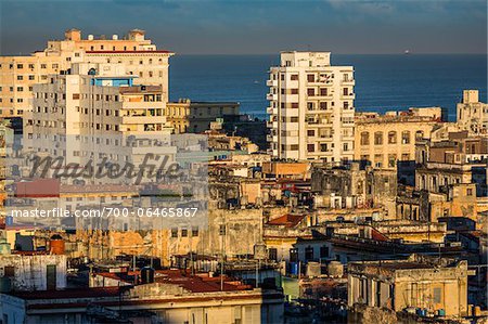 Overview of City and Ocean, Havana, Cuba