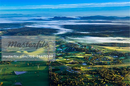 Aerial view of wine country near Pokolbin, Hunter Valley, New South Wales, Australia