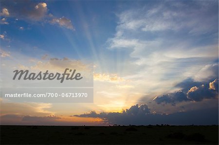 Colorful cloudy sky just before sunset in Kenya, Africa