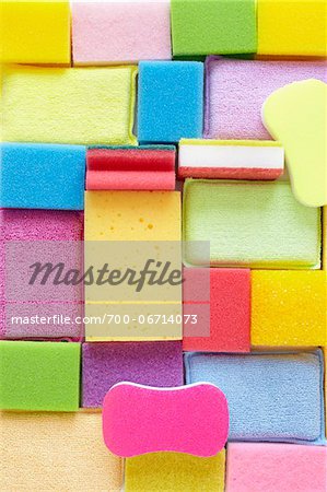 Still Life of Colorful Sponges of Different Shapes and Sizes Still Life of Colorful Sponges of Different Shapes and Sizes