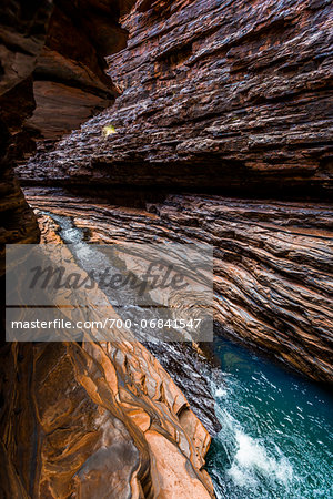 Rushing Water, Kermits Pool, Hancock Gorge, Karijini National Park, The Pilbara, Western Australia, Australia