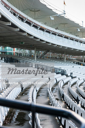 Seats in an empty stadium, Lord's Cricket Ground, St John's Wood, London, England, UK