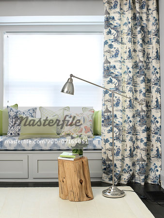 Interior of Bench Seat by Bay Window with Cushions, Toronto, Ontario, Canada