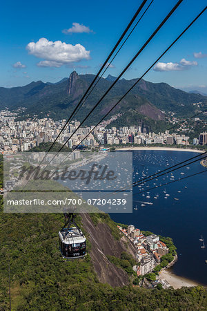 Cablecar ascending Sugarloaf Mountain (Pao de Acucar), Rio de Janeiro, Brazil