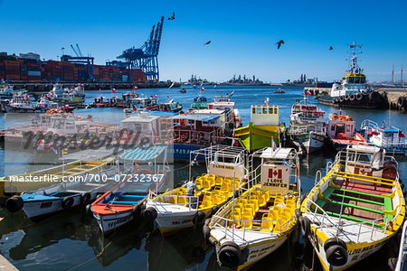 View of harbour and port, Valparaiso, Chile