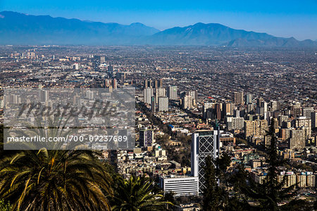 Overview of Santiago from Cerro San Cristobal, Bellavista District, Santiago, Chile