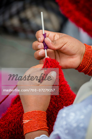 Crocheting in Clothing Market, Otavalo, Ecuador