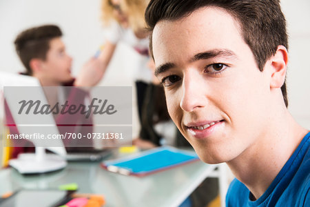 Teenagers Working in Office, Mannheim, Baden-Wurttemberg, Germany