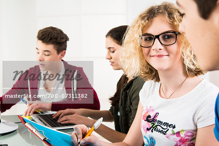 Teenagers Working in Office, Mannheim, Baden-Wurttemberg, Germany