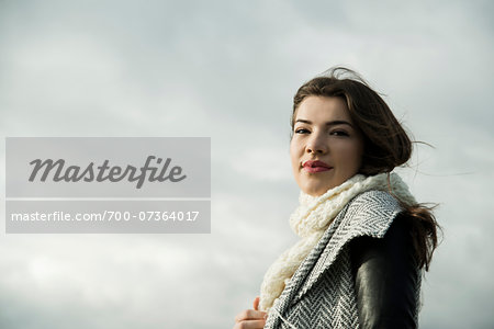 Portrait of Young Woman Outdoors, Mannheim, Baden-Wurttemberg, Germany