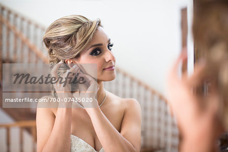 Portrait of Bride getting ready for Wedding, Toronto, Ontario, Canada