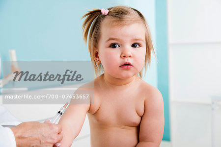 Portrait of Baby Girl about to get Needle at Doctor's Office Portrait of Baby Girl about to get Needle at Doctor's Office