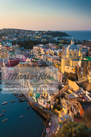 Vertical View of Marina Corricella, Procida, Gulf of Naples, Campania, Italy. Vertical View of Marina Corricella, Procida, Gulf of Naples, Campania, Italy.